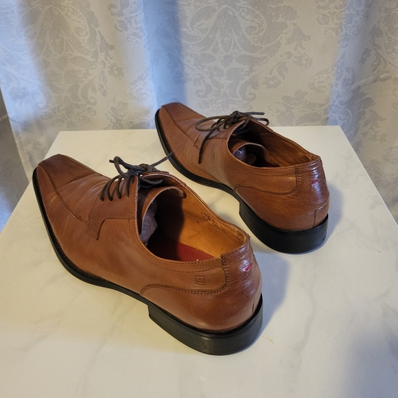4 YOU Men\'s Oxford Lace Up Dress Shoes, Size 44/ US 11, Brown Cognac
